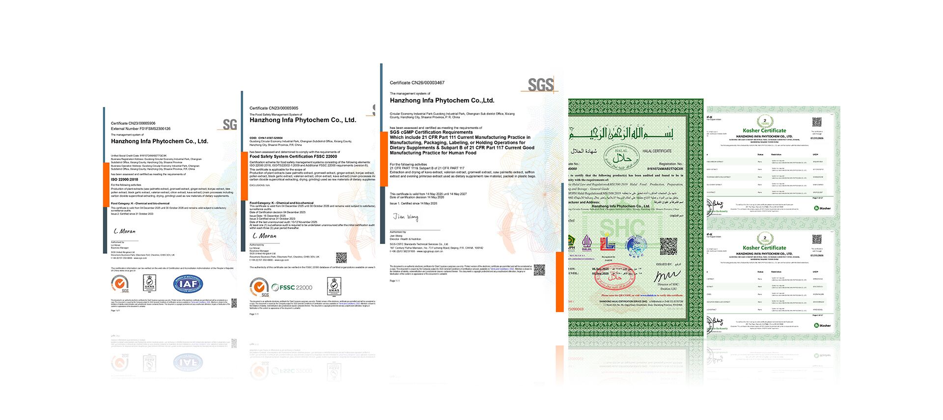 ISO, HALAL, KOSHER and organic certificates held by RAAG Biotech Co., Ltd.