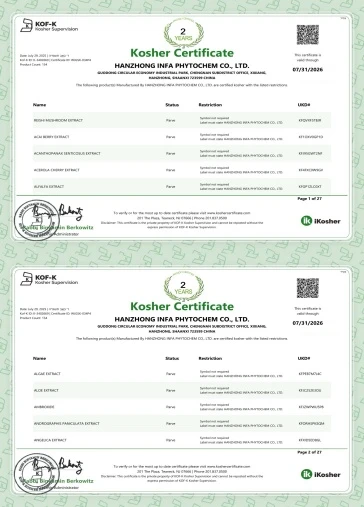 Kosher Certificate for Bulk Herbal Extracts